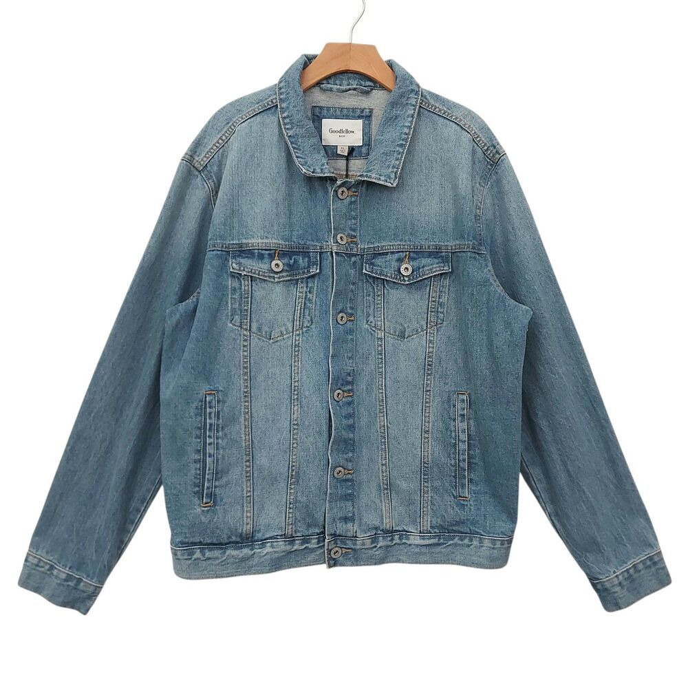 Goodfellow & Co Trucker Denim Jacket Men XL Blue Heavyweight Cotton Streetwear